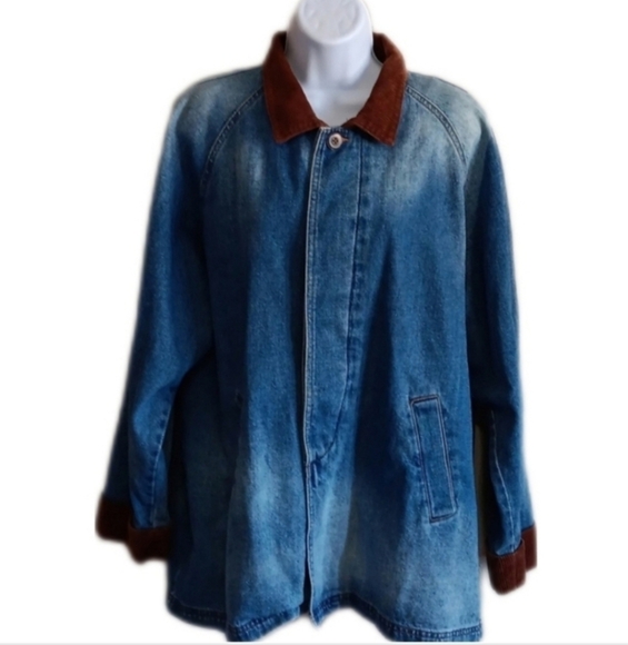 90s Sun Faded Denim & Corduroy Chore Jacket, Unique Sun Bleaching, Vintage - Picture 1 of 10